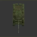 Green Military Tank With Armored Design Long Gun Barrel And Metal Tracks