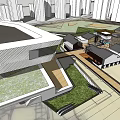 Vibrant Urban Public Plaza With Modern Tall Buildings Green Lawn And People Enjoying Outdoor Activities