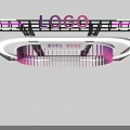 Modern Exhibition Hall Ceiling Design With Purple Accents LOGO And Circular Structure