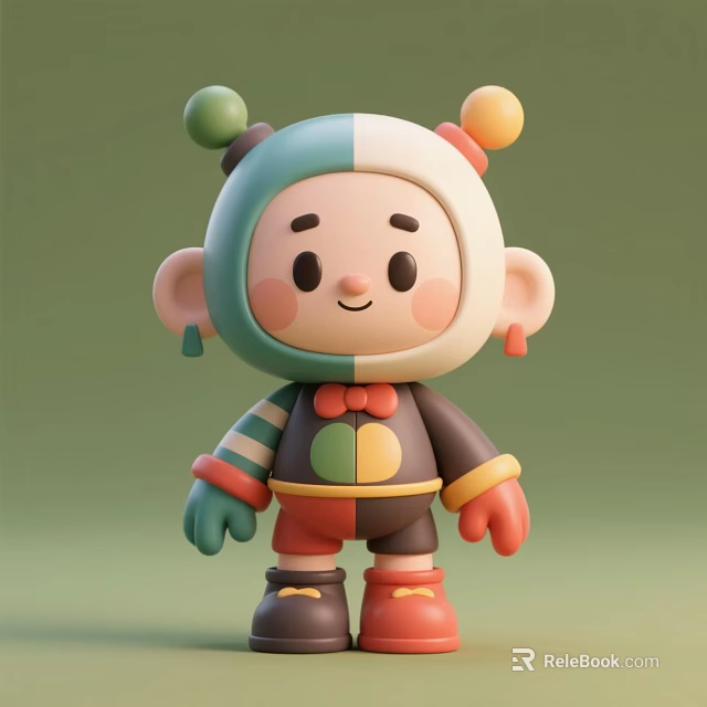 Colorful Cute Cartoon Character Decorative Ornament Set for Home Decor 3d model 
