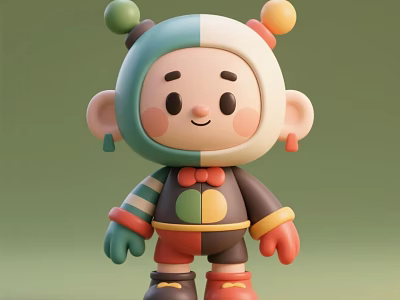Colorful Cute Cartoon Character Decorative Ornament Set for Home Decor 3d model