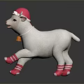 White Lamb Stuffed Toy With Pink Hat Striped Socks And Bell Accessory