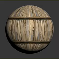 Scenic Landscape With Wooden Sphere Made Of Strips On Dark Background With Reflection
