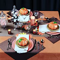 Festive Halloween Pumpkin Tableware Set With Cutlery Dishes And Decorations