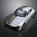 Sleek Modern Sports Car With Silver Brown Body Design And Bronze Wheels