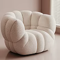 Soft Fluffy Cream Teddy Fabric Single Sofa For Cozy Modern Home Living Room Decor
