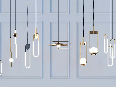 Modern Chandelier Designs With Metal Frames And Geometric Shapes For Interior Spaces 3d model