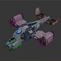 Detailed Futuristic Scifi Spaceship Model With Mechanical Wings Cockpit And Engines