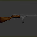 Vintage Submachine Gun With Wooden Grip And Drum Magazine Design
