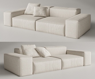 Bonaldo modern tofu block double sofa 3d model