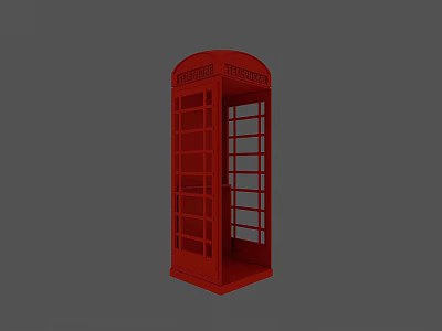 Red Vintage Traditional Telephone Booth With Classic Design And Glass Panels 3d model