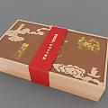 Traditional Wooden Ornament Decoration Set With Red Ribbon And Golden Patterns