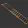 Modern Staircase With Glass Treads And Black Yellow Metal Frame Design