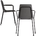 Modern Armrest Chairs With Black Metal Legs And Two Tone Design