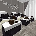 Elegant SPA Sauna Interior With Comfortable Lounge Chairs And Tea Tables