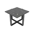 Modern Minimalist Dining Table with Gray Marble Top and Black Metal Frame 3d model