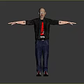 Game and Movie 3D Character Male With Black Jacket Red Tshirt Blue Jeans Open Arms