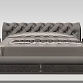 Elegant Double Bed With Tufted Headboard Light Colored Bedding And Bedside Table Lamps 3d model