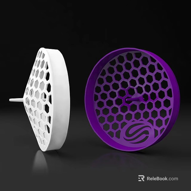 White Fan Shaped and Purple Circular Honeycomb Pattern Decorative Ornament Set for Home Decor 3d model 