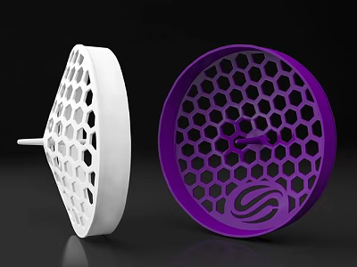White Fan Shaped and Purple Circular Honeycomb Pattern Decorative Ornament Set for Home Decor 3d model