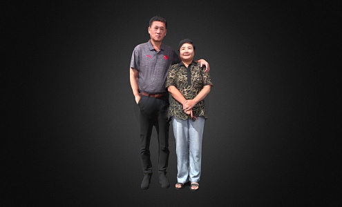 Middle-aged man and woman, parents 3d model