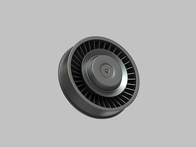 Black Industrial Blower Impeller With Radial Blades And Central Hub On Gray Background 3d model