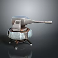 Durable Military Rotating Cannon Weapon Featuring Metal Barrel And Stable Base 3d model