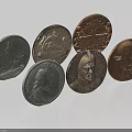 Vintage Silver Copper Metal Jewelry with Engraved Portraits and Artistic Patterns