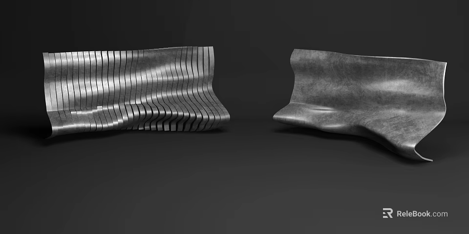 Modern Metal Outdoor Chairs With Striped Design And Curved Structure For Garden Use 3d model 