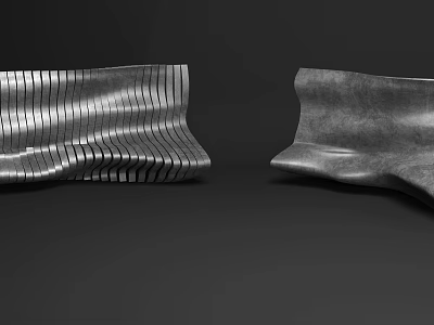 Modern Metal Outdoor Chairs With Striped Design And Curved Structure For Garden Use 3d model
