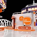 Chadmi Game World Expo Exhibition Booth With Orange White Design And Digital Display Screens