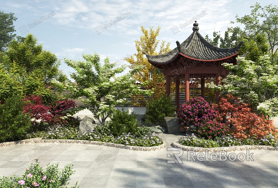 New Chinese Courtyard Courtyard Landscape model