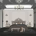 Luxurious Bedroom Interior Design With Ornate Ceiling Chandelier Upholstered Headboard Nightstands And Rug