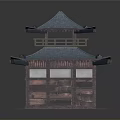 Traditional Chinese Architecture With Two Tiered Blue Tile Roof And Wooden Structure