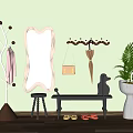 Mirror Shoe Changing Stool Hanger 3d model