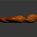 Four Fresh Red and Orange Textured Almonds on Dark Background
