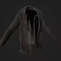 Stylish Black Long Lapel Leather Coat Modern Fashion Outerwear Design