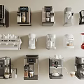 Collection of Modern Kitchen Appliances Featuring Coffee Makers Blenders and Small Devices