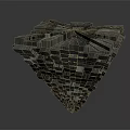 Futuristic Architectural Structure Composed Of Multiple Building Units With Geometric Design And Metallic Texture