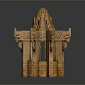 Intricate Decorative 3D Model of Traditional Tower Structure with Detailed Carvings and Ornamentation