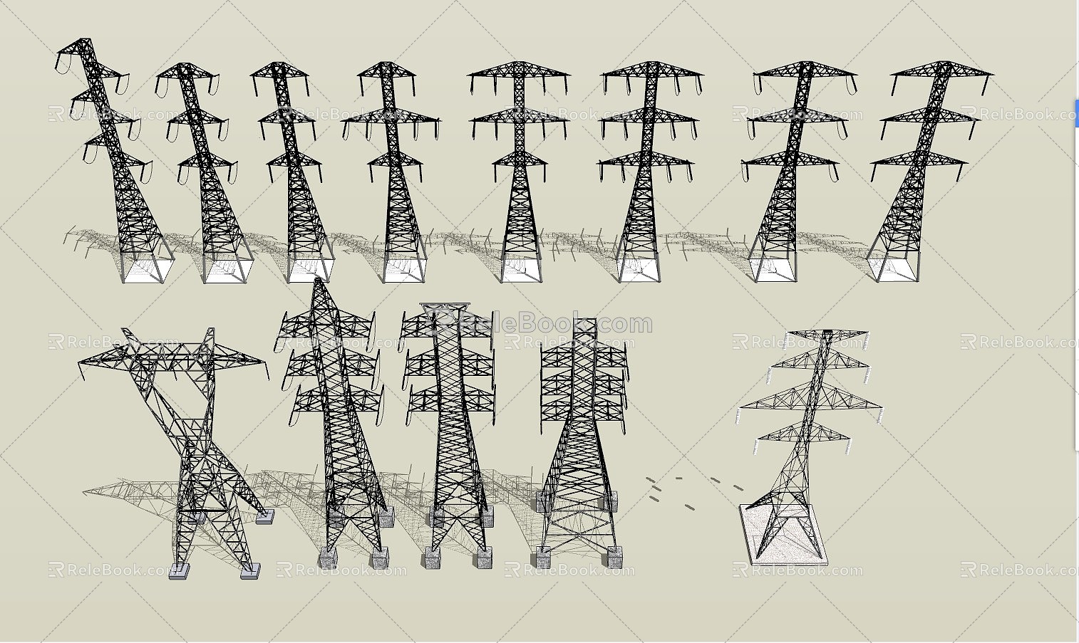 High-voltage tower of modern electric tower 3d model