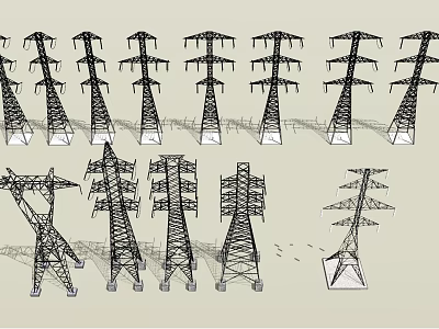 High-voltage tower of modern electric tower 3d model