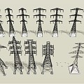 High-voltage tower of modern electric tower 3d model