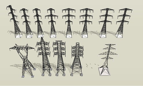 High-voltage tower of modern electric tower 3d model