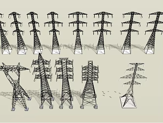 High-voltage tower of modern electric tower 3d model