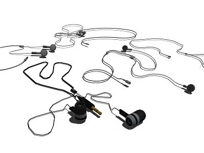 High Quality Wired In Ear Headphones With Audio Cables And Ergonomic Design Accessories 3d model