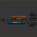 Aerospace Mechanical Structure Of Orbital Station With Colorful Containers Thrusters And Antennas