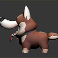 Cute Brown And White Cartoon Dog With Red Tongue And Collar
