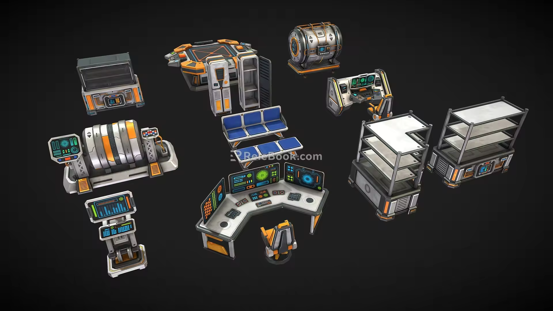 sci-fi computer cyberpunk computer sci-fi weapon control center sci-fi battery 3d model