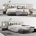 Modern Double Bed With Bedside Tables Decorative Pillows And Cozy Blanket 3d model
